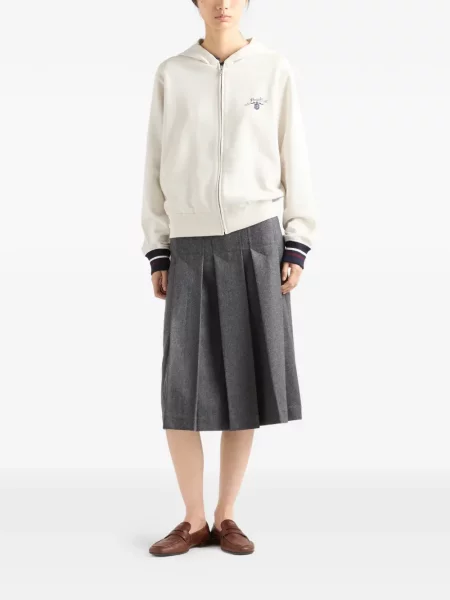 Hanorac cu glugă Prada din fleece alb