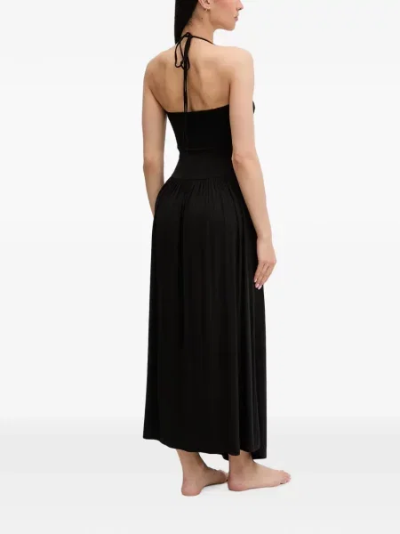 Rochie maxi Liu Jo cu tepi cu gât halter negru