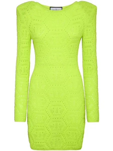 Rochie mini Philipp Plein tricotate de costum verde