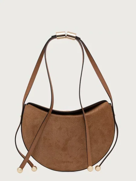 Furla crossbody kabelka semišová Moonstone S hnědá