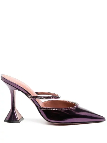 Papuci tip mules Amina Muaddi de cristal violet