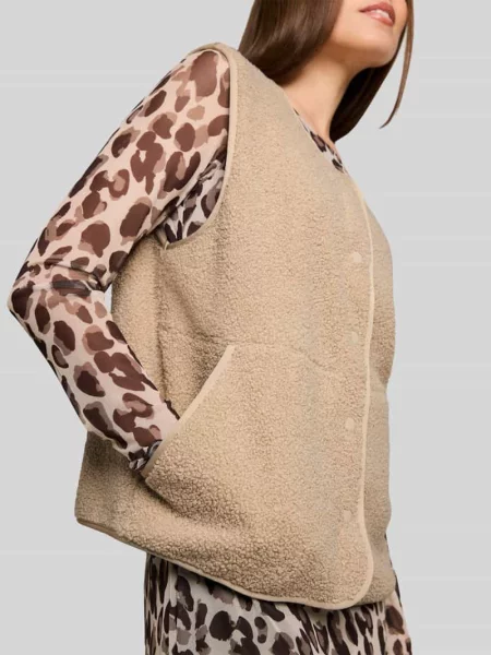 Kamizelka w teddy-looku o kroju regular fit Tom Tailor beżowa