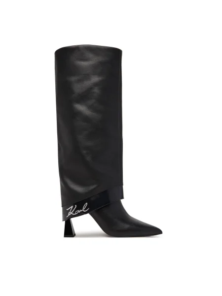 Karl Lagerfeld ghete de piele DEBUTANTE cu cui negru
