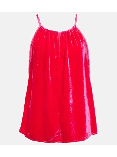 Top Velvet de catifea cu gât halter roșu