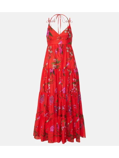 Rochie maxi Erdem cu model floral de costum portocaliu