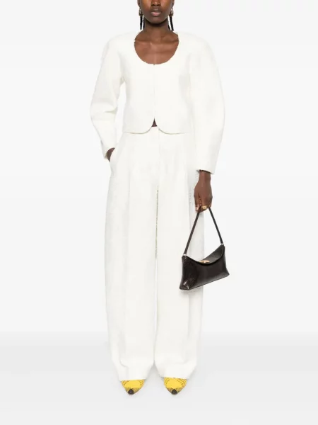 Pantaloni Jacquemus din tweed alb