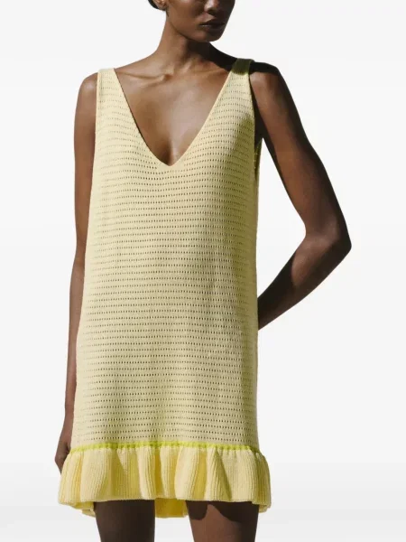 Rochie mini Baobab cu decolteu în V cu volane galben