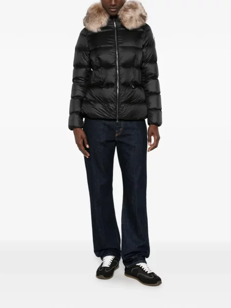 Matlasat geacă Moncler cu blană negru