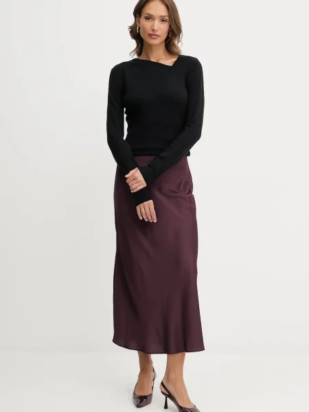 Guess spódnica SIBILLA maxi rozkloszowana bordowy