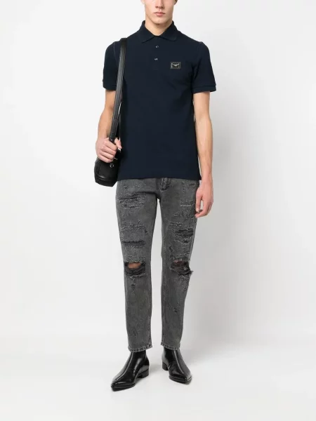 Polo marškinėliai Dolce & Gabbana mėlyna