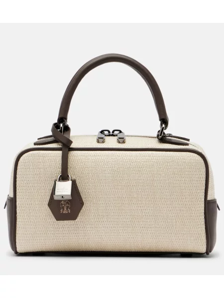 Geanta de piele Brunello Cucinelli din piele bej