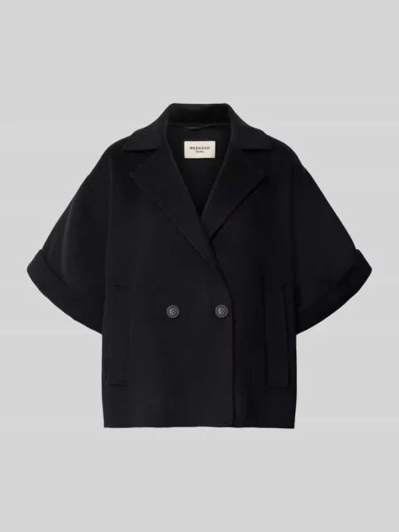 Krój regular fit krótki płaszcz z czystej żywej wełny model NEO' Weekend Max Mara czarny