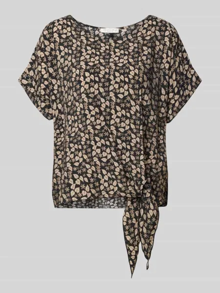 Bluzka o kroju relaxed fit z wiązanym detalem Christian Berg Woman czarna