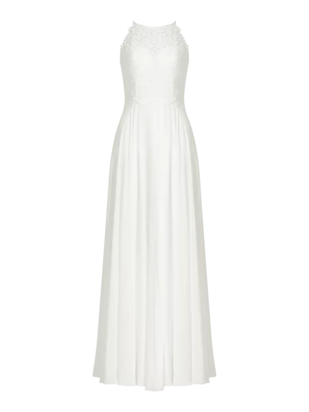 Suknia ślubna z górą z kwiatowej koronki szydełkowej Luxuar biała