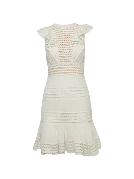 Rochie midi Zimmermann cu volane din dantelă alb