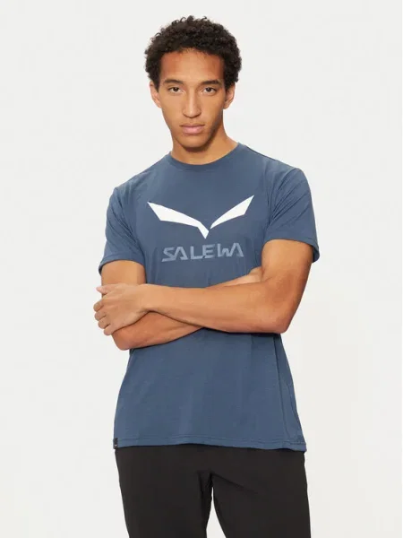Pánske tričko Salewa Solidlogo Dry dark denim modrá