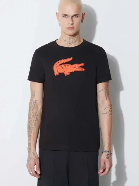 Тениска Lacoste с принт черно