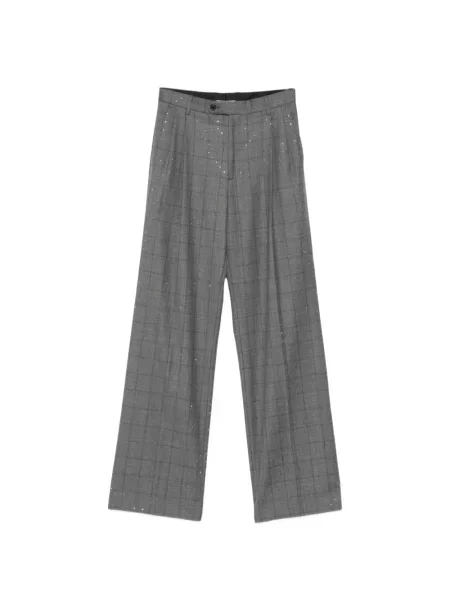 Stras pantaloni Sandro în carouri gri