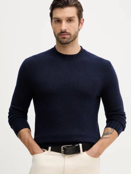 Pulover z dodatkom volne Sisley mornarsko modra