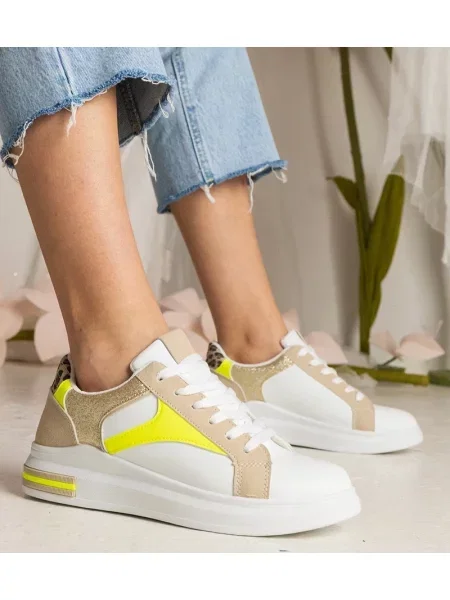 Sneakerși D/ceo cu imagine cu imprimeu animal print alb