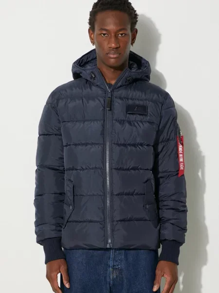 Пуховик Alpha Industries с капюшоном синий