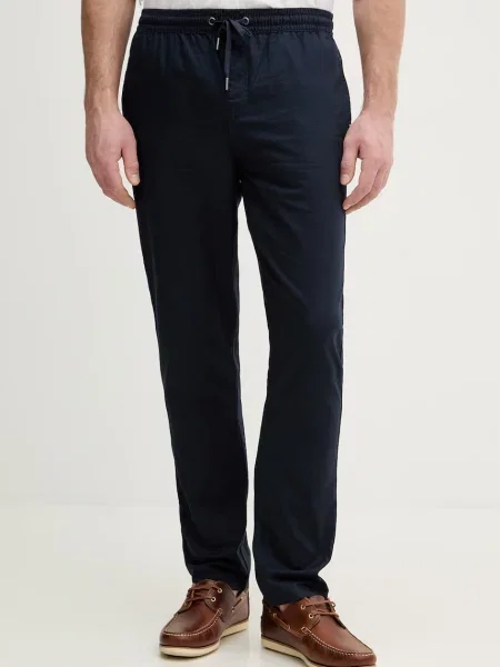 Hlače z dodatkom lanu U.S. Polo Assn. LINEN BLEND DRAWSTRING modra