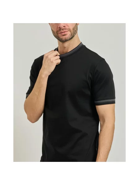 T-shirt o kroju slim fit z czystej bawełny model ‘TESSLER Boss czarna