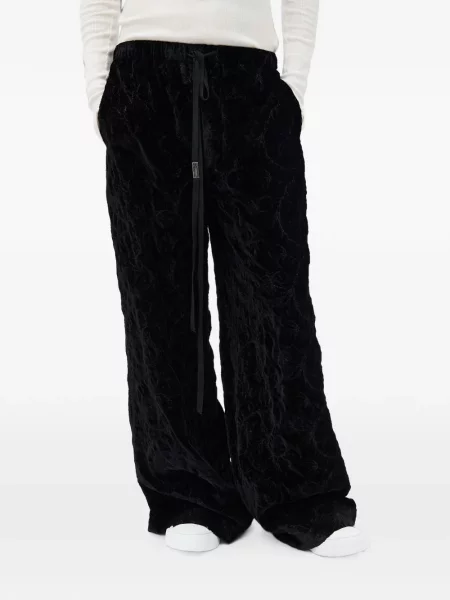 Pantaloni Ann Demeulemeester de catifea cu model paisley negru
