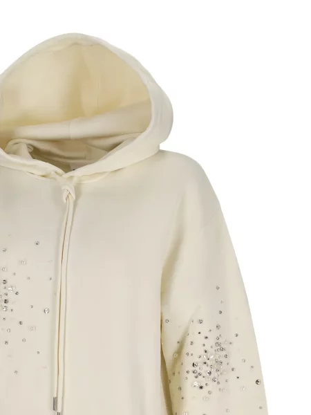 Hanorac cu glugă Des Phemmes de cristal alb