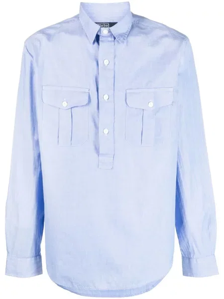 Кашмирена поло тениска Polo Ralph Lauren бродирана синьо