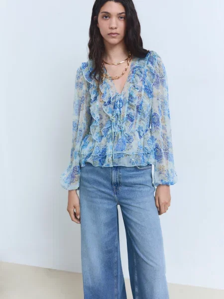 Блуза MANGO блакитний