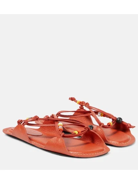 Sandale Marni din piele cu mărgele roșu