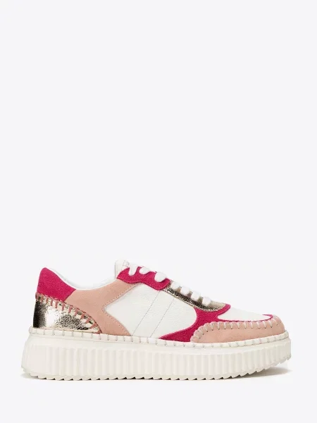 Sneakersy z ekoskóry i skóry zamszowej różowe