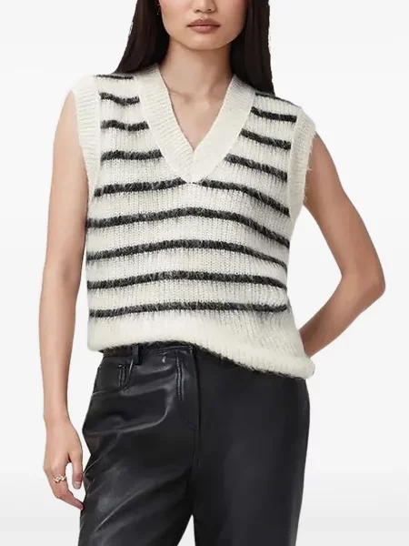 Vestă Allsaints cu dungi alb