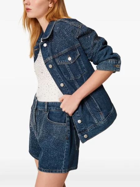 Kryształ górski szorty jeansowe Twinset niebieskie