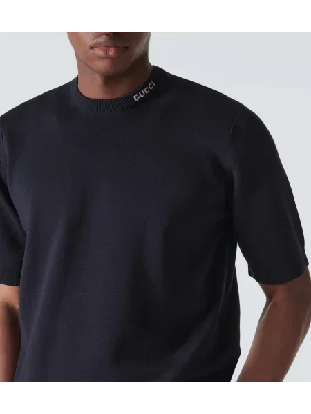 Tricou Gucci de mătase albastru