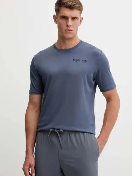 Under Armour tricou Project Rock cu imprimeu albastru