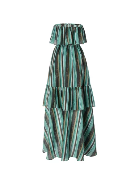 Rochie Pinko cu dungi cu volane de costum verde