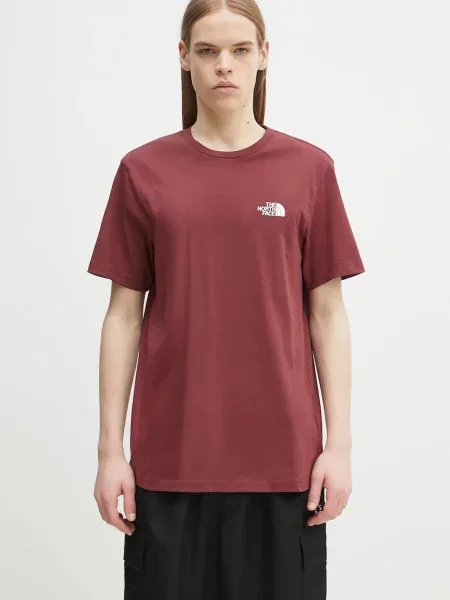 The North Face tricou Simple Dome barbati cu imprimeu bordo