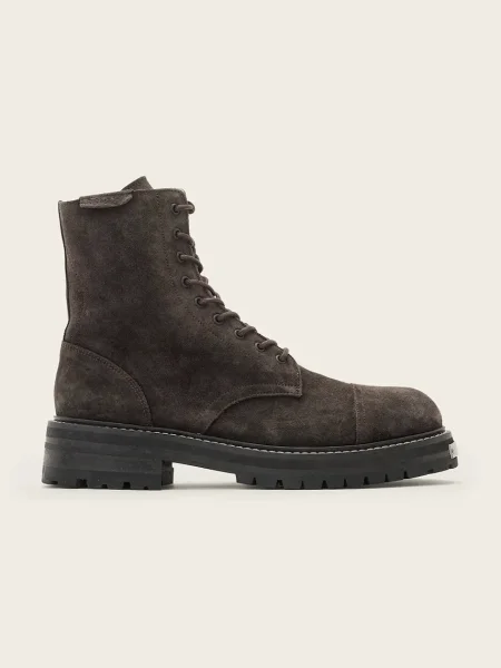 Велурени обувки AllSaints Hank Suede Boot мъжки сиво