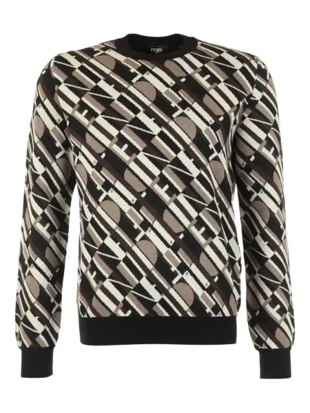 Pulover Fendi cu decolteu rotund maro