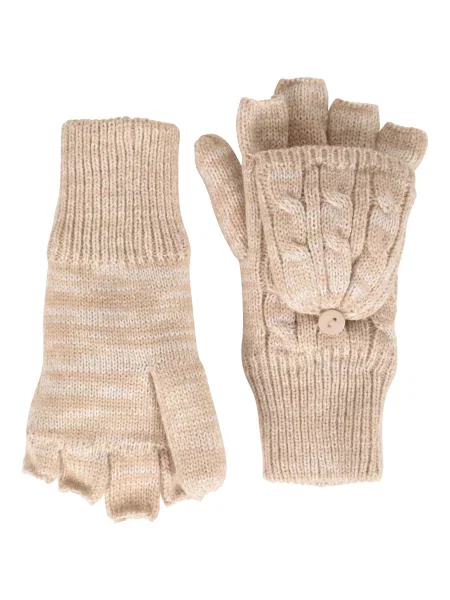 Rękawiczki bez palców z podszewką z pluszu Beige beżowe