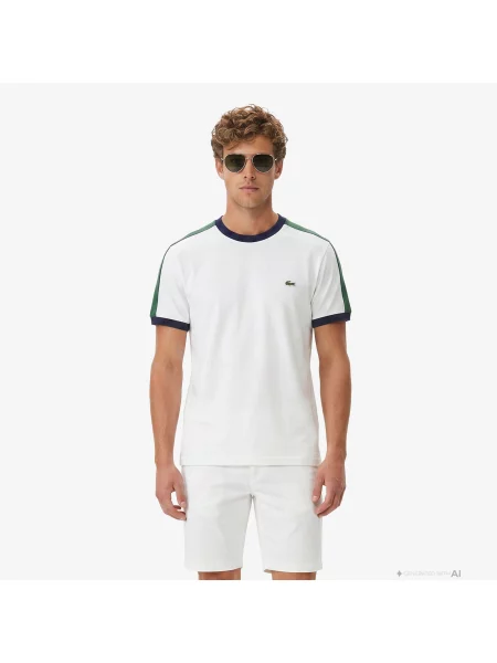 Lacoste T-Shirt O Kroju Regular Fit biały