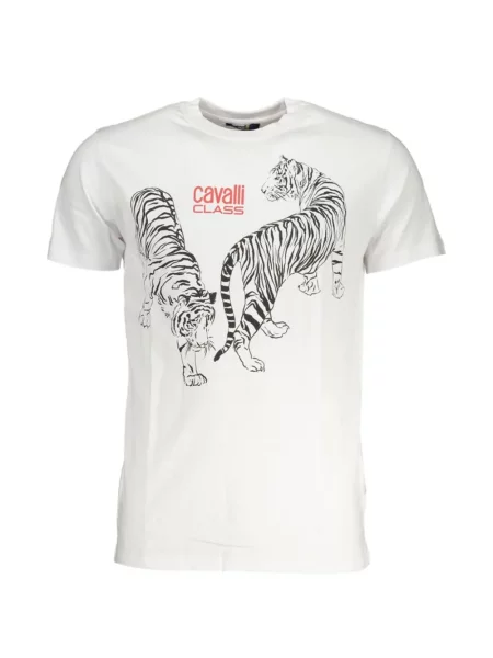 Tricou Cavalli Class cu imagine cu dungi de tigru alb