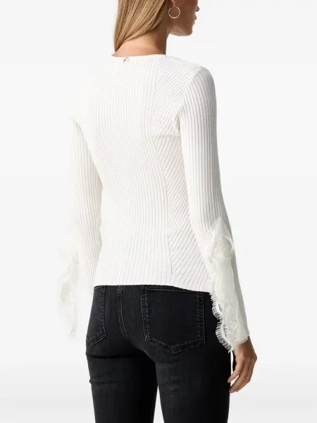 Pulover Twinset din dantelă alb