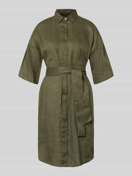 Krój regular fit lniana sukienka z czystego lnu model Derby' 0039 Italy khaki