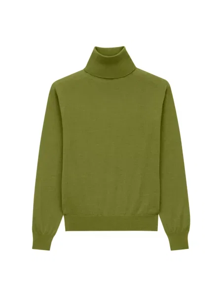 Lniany sweter z golfem Saint Laurent zielony