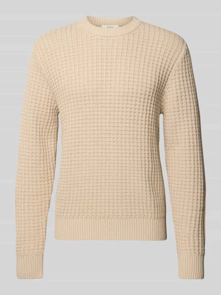 Sweter z dzianiny o kroju regular fit z czystej bawełny ekologicznej model ‘TOM’ Selected Homme beżowy