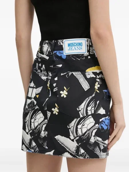 Fustă din denim Moschino Jeans negru