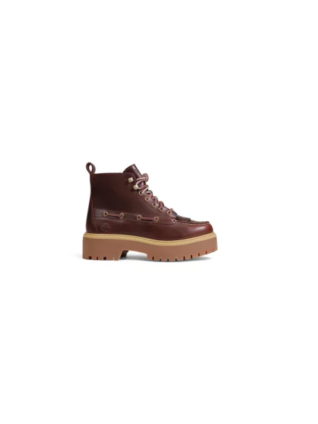 Botki Timberland sznurowane skórzane w miejskim stylu brązowe